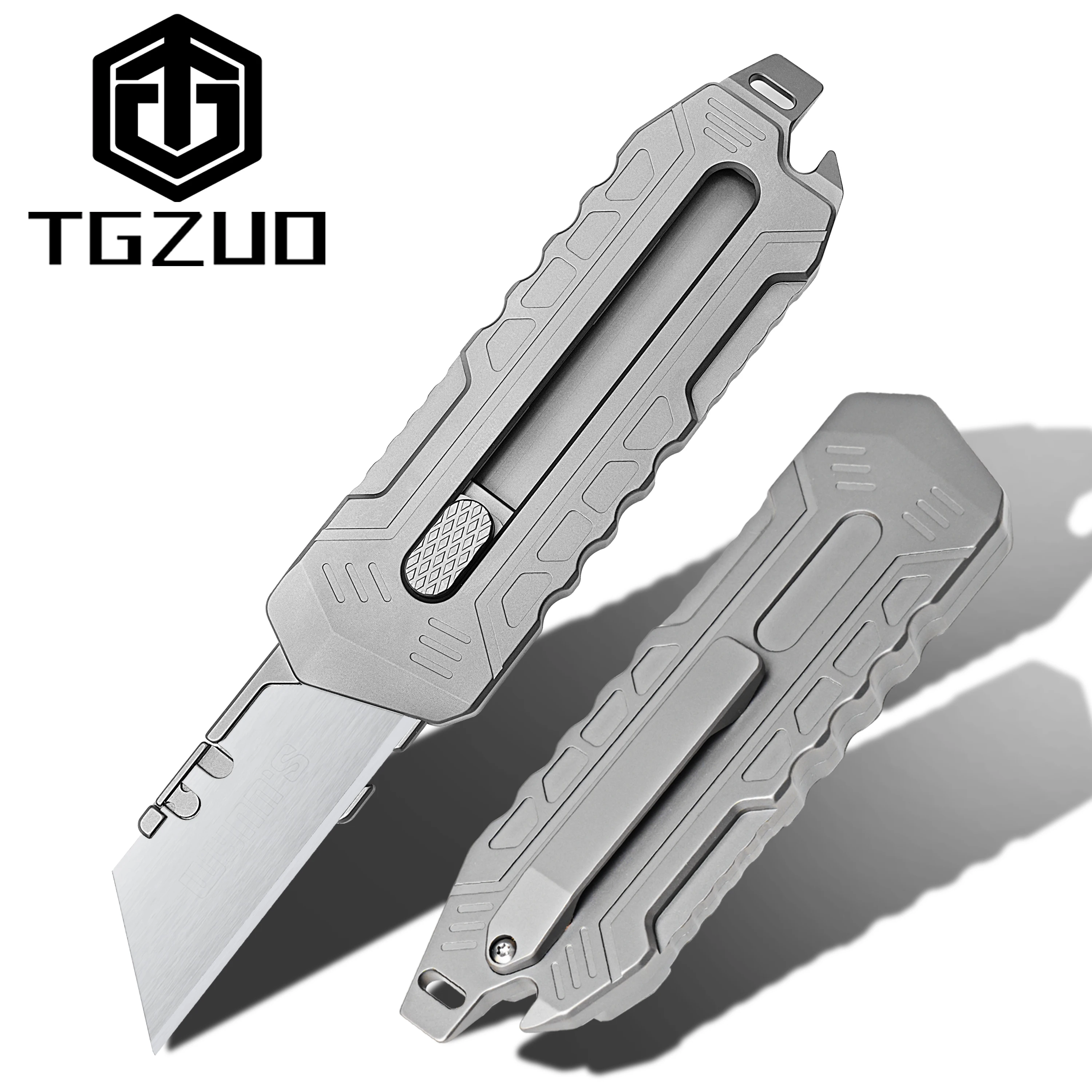

High-quality Utility knife Titanium alloy tool knife with 10 spare blades Outdoor portable EDC Multitool DIY paper cutting knife