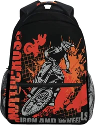 Motorcycle Backpack Dirt Bike School Bookbag for Boys Girls Computer Backpacks Book Bag Travel Hiking Camping Daypack