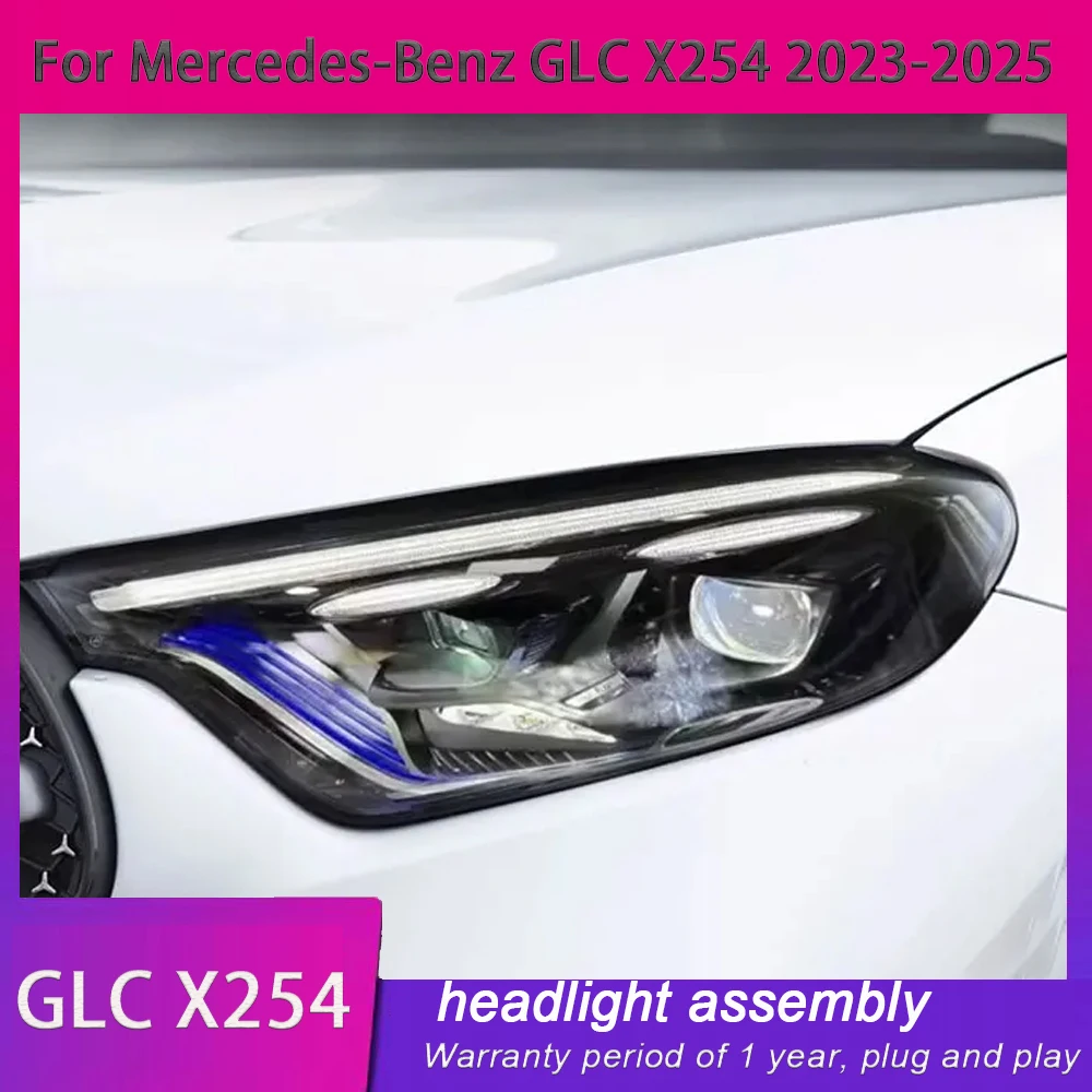 

2 шт., полностью светодиодные фары в сборе для Mercedes-Benz GLC 24 W254 2023 2024 2025 DRL, указатель поворота, двухлучевая линза, линза дальнего света
