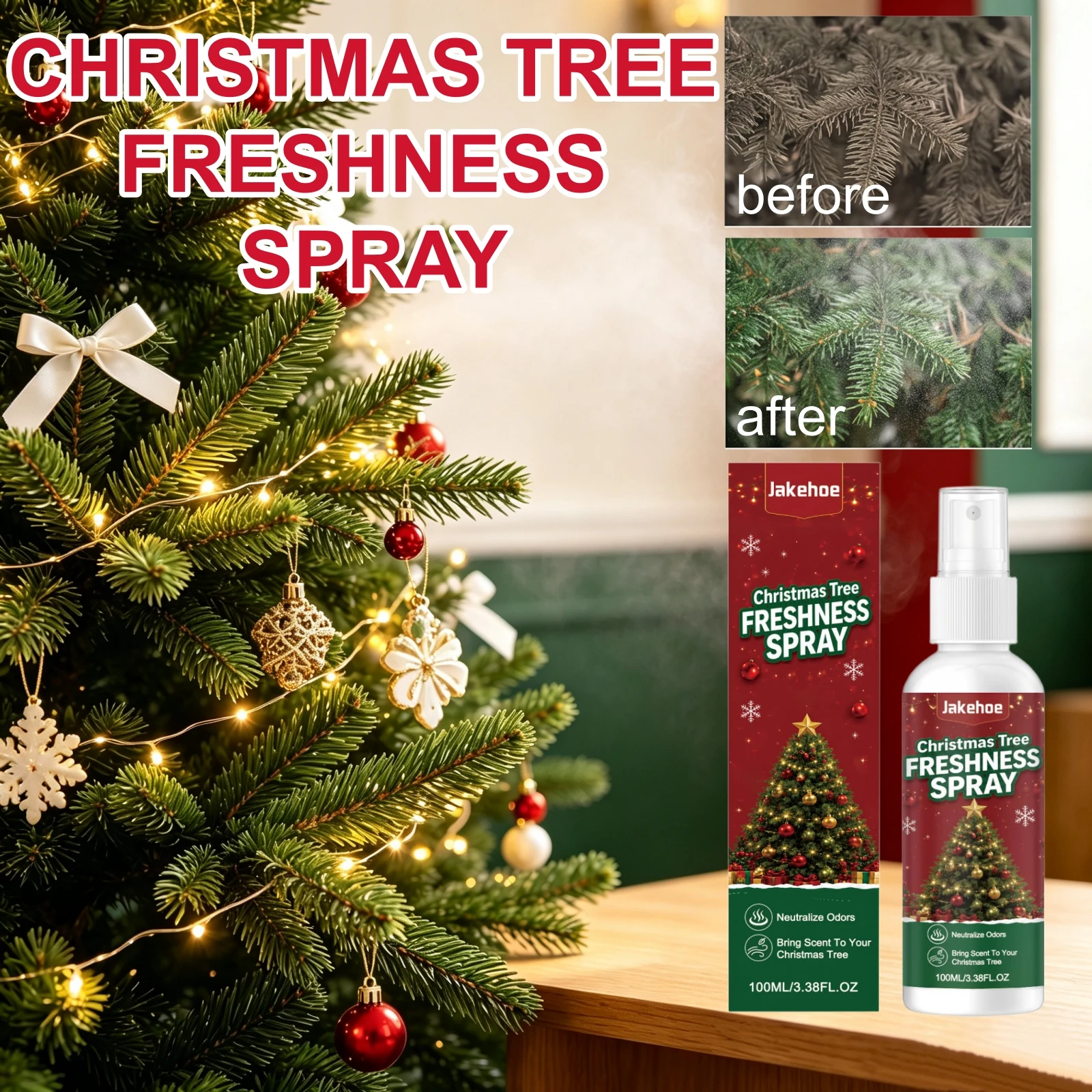 Christmas Tree Freshness Spray Room Freshener Odor Neutralizer Holiday Home Air Freshening Strengthen Decor Atmosphere Xmas Use