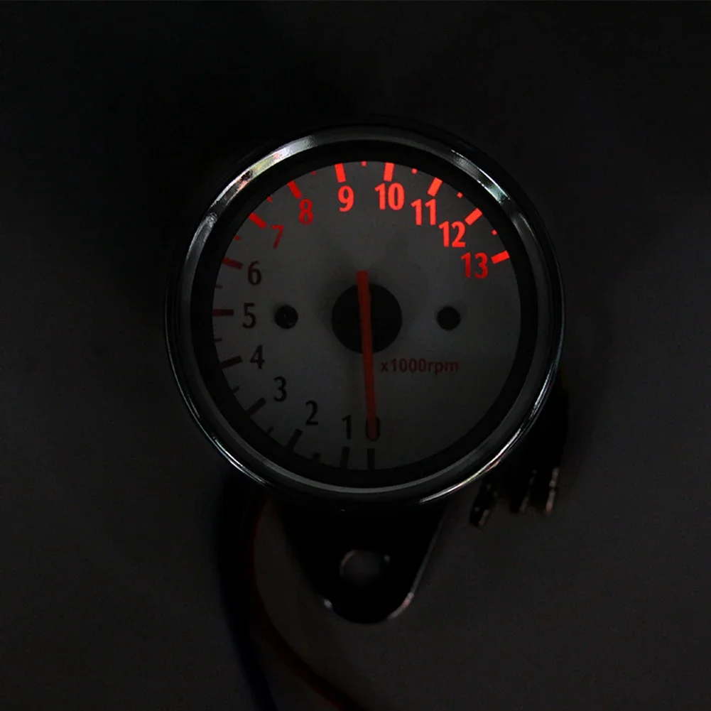Retro Motorcycle Tachometer 0-13000 Tach RPM Gauge Rev Counter LED Screen DC12V Universal Metal Speedometer Tachometer Gauge
