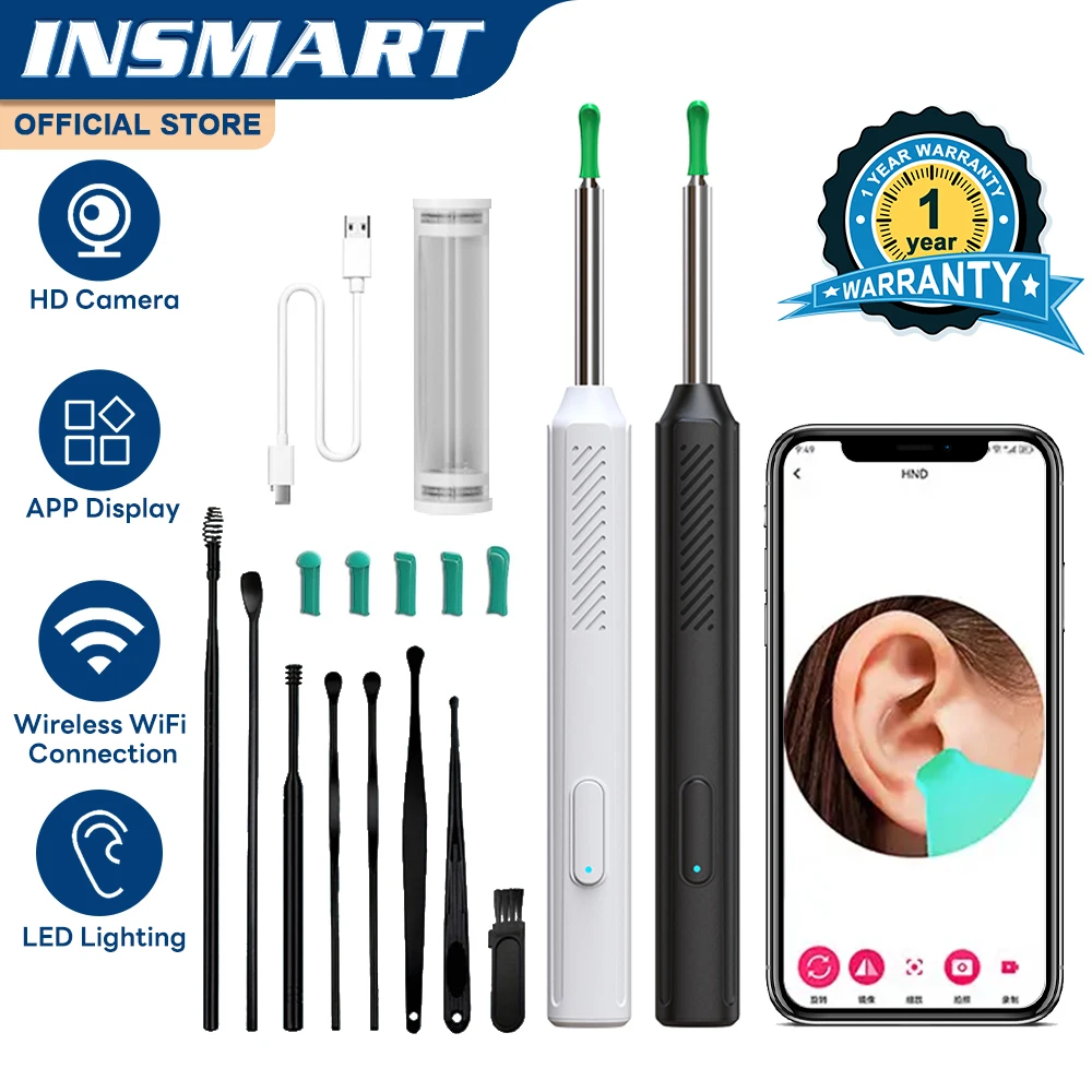 

Wireless Visual Ear Wax Removal Smart Visual Ear Cleaner With Camera Endoscope 1296P Luminous Otoscope Ear Cleaning Tool