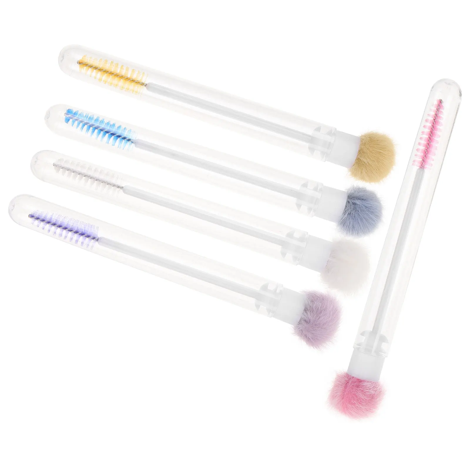 Aplicador de pestañas y cejas, cepillo para pestañas, varitas para rímel, herramienta de maquillaje versátil, diseño de tubo elegante, materiales resistentes múltiples, 5 uds.