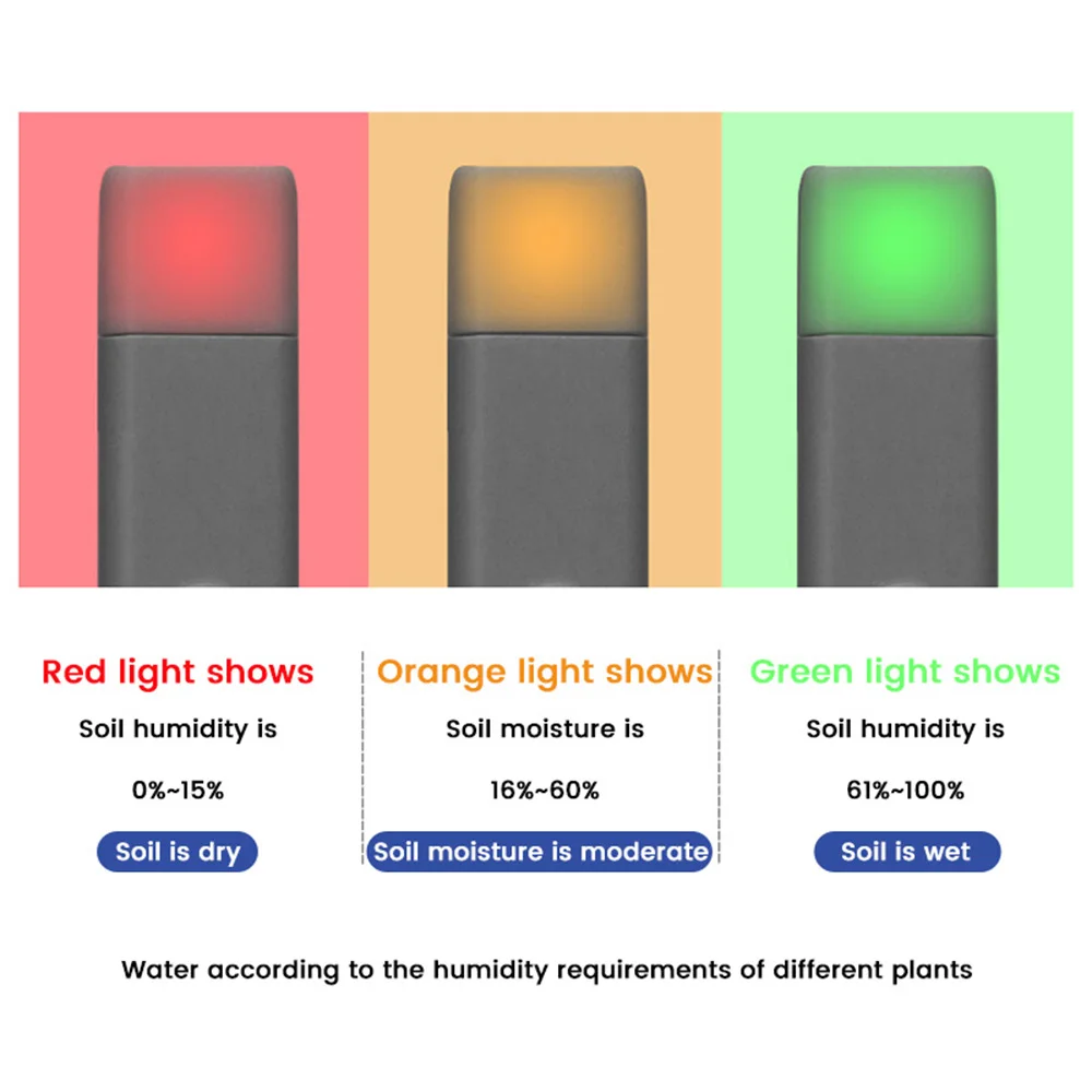 3 Color Indicate Light Soil Moisture Sensor Monitor Plants Flower Soil Hygrometer Plant Detector Garden Care Humidity Meter