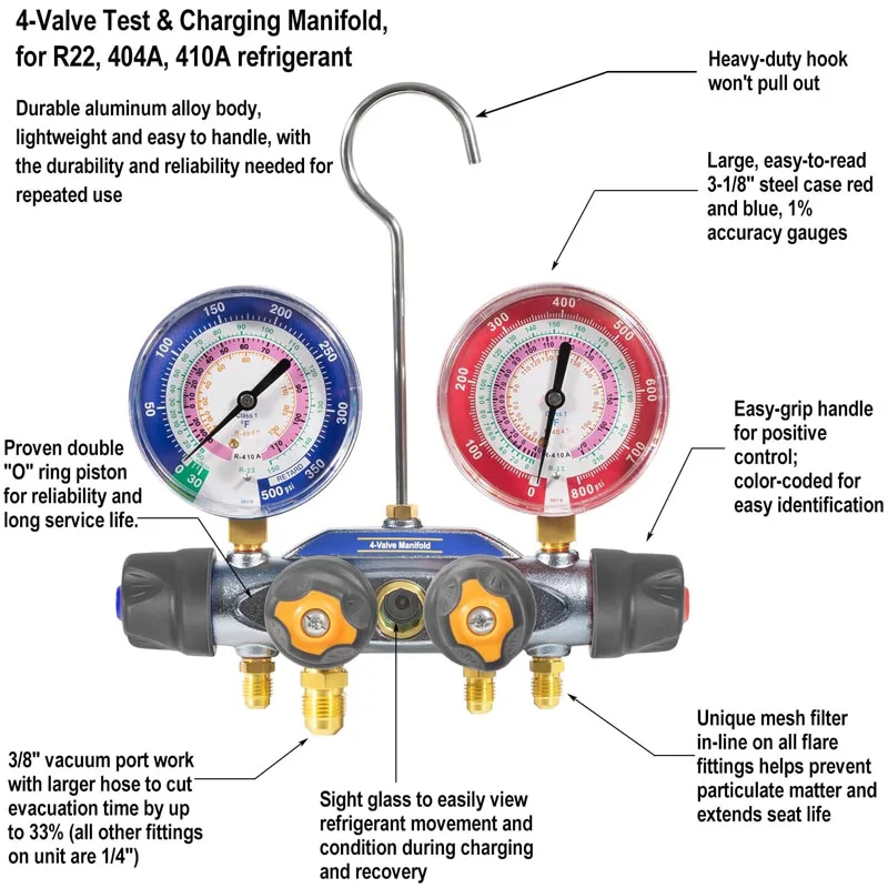 Imagem -04 - Carregamento Manifold e Válvula Test Grupo a c Manifold Gauge Tool para Refrigerante tipo r 22 R404a 49968