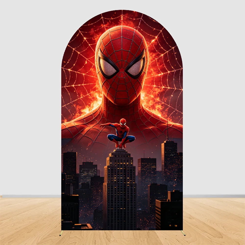 Spider-Man Theme Arch Background Customizable Children's Boy Birthday Party Decoration Photo Backdrop Photography Studio Props
