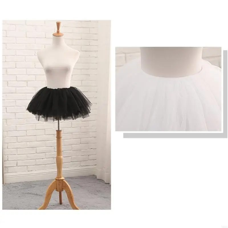 N0HE Womens Short Ballet Dance Bubble Skirt Vintage Layered Pleated Petticoat