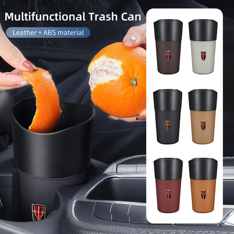 Car Trash Can Mini Leather Wather Cup Sink Organizer For Hongqi HS5 H5 H9 E-QH5 HS7 E-HS9 H7 E-HS3 Vehicles Interior Accessories