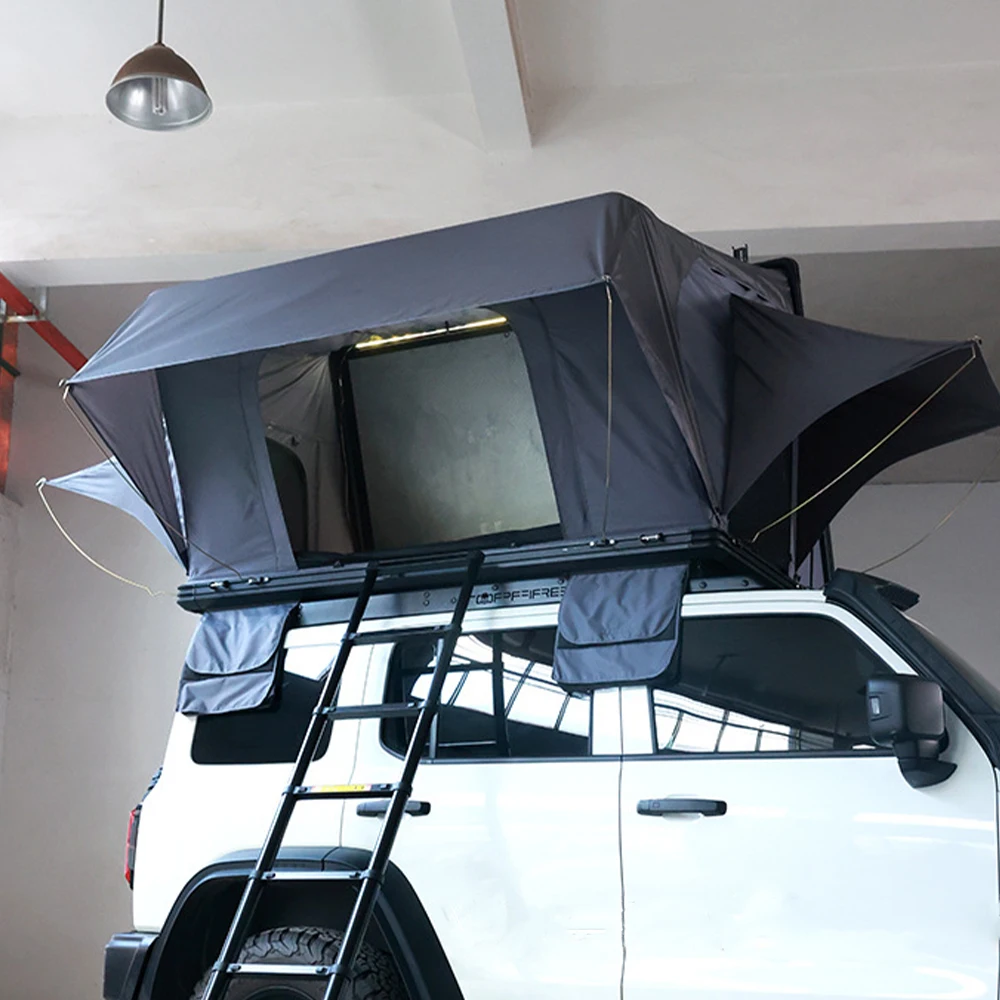 

HOTO New Design Aluminum Hard Shell Roof Top Tent Outdoor Camping Enlarge Clam Rooftop Tent for Cars