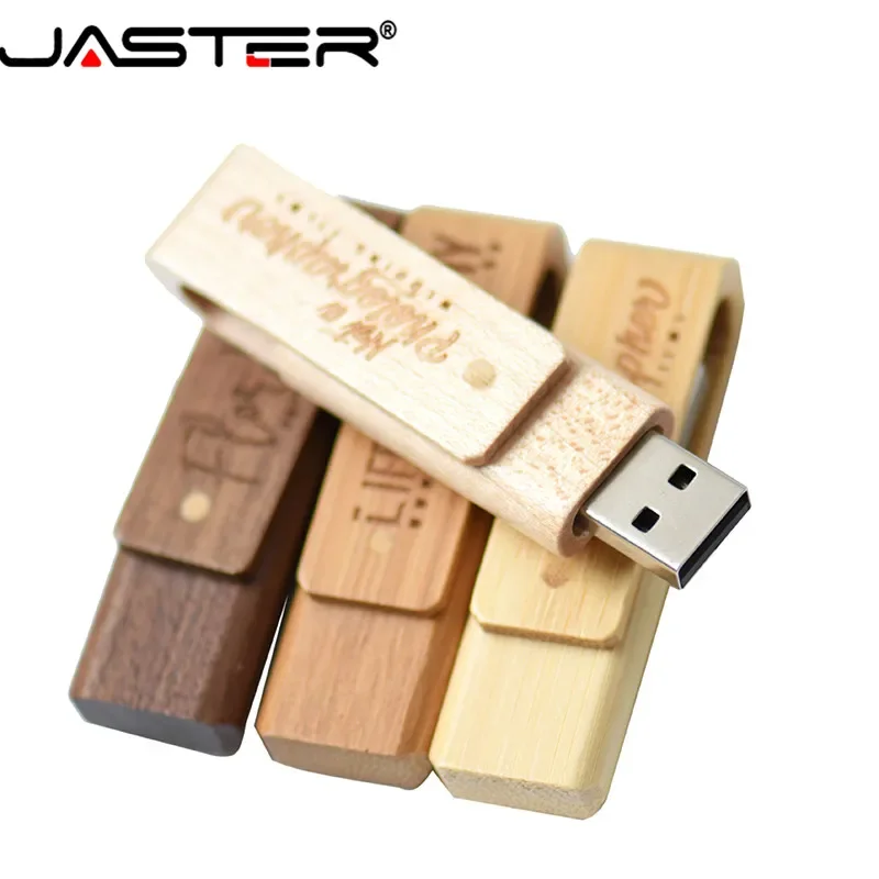 

JASTER Hot Sale Creative Rotating 360 Degree Wooden U Disk USB 2.0 (Free Custom Logo) 4GB 8GB 16GB 32GB 64GB USB Flash Drive