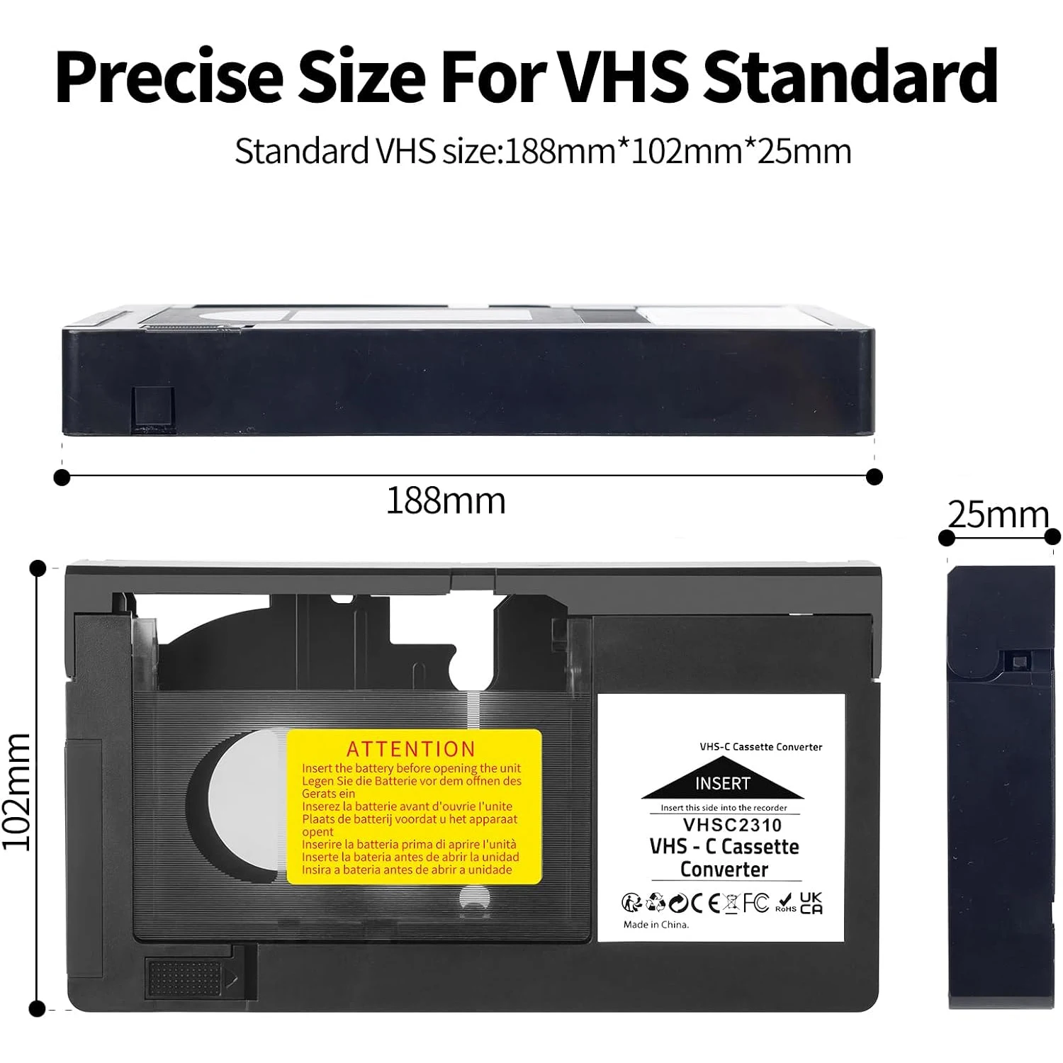NEW Classic Vintage VHS-C Tape Adapter, Convert VHS Tapes To VHS-C Half-size Video Cassettes With This Conversion Box