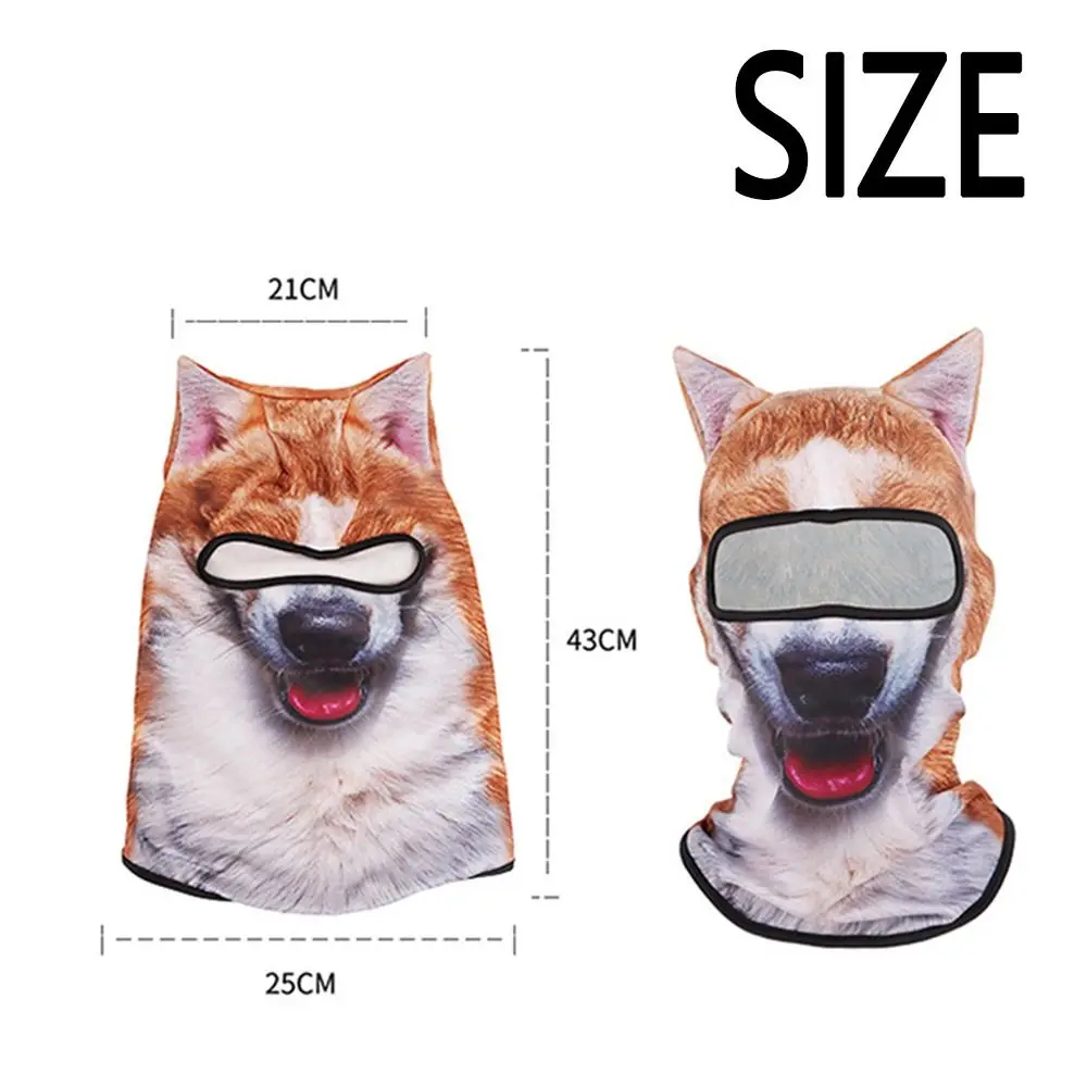 재미있는 3D 동물 얼굴 마스크 개/고양이 귀 프린트 자외선 차단 넥 게이터 부드러운 폴리에스터 섬유 동물 귀 모자