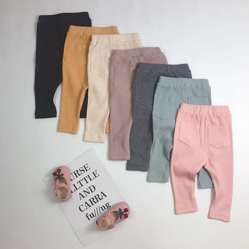 Spring Autumn Baby Pants Toddler Cotton Elastic Leggings Girls Tight Slim Trousers Children 0 to 1 2 4 5 6 8 Years Solid Legging