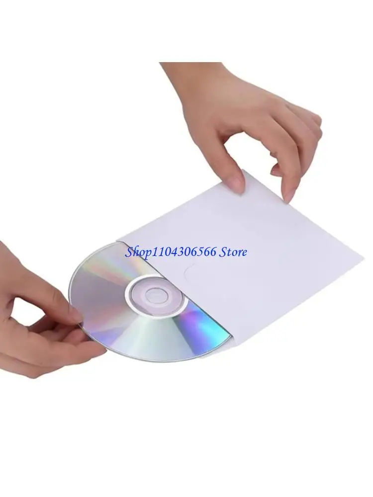 02DD 100Pcs 8CM Paper Envelopes with Transparent Window VCD Disc Cover Protective