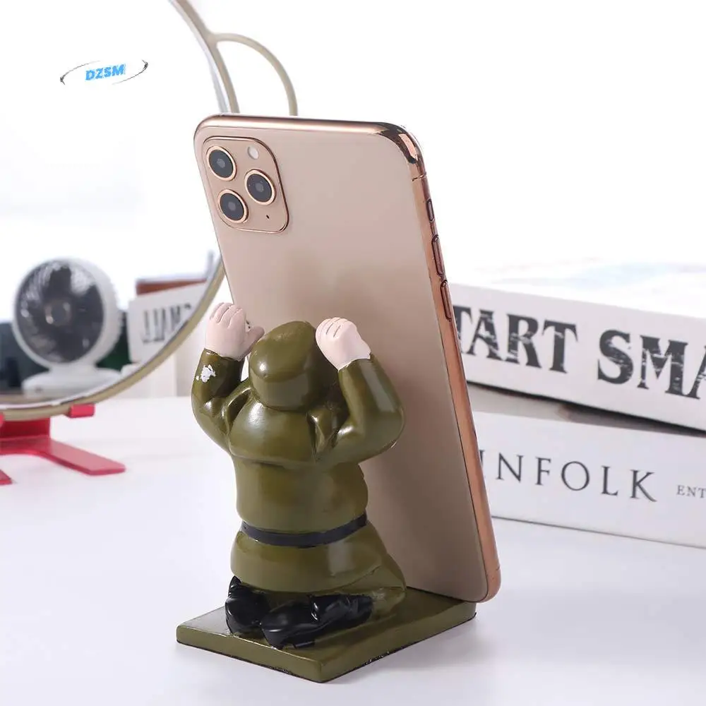 

Resin Cartoon Phone Holder Figure Toys Multi-functional Kneeling Mobile Phone Stand Anti-slip Portable Cell Phone Bracket