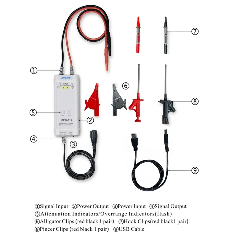 High Quality Oscilloscope Probe 100MHZ 700V High Voltage Differential Probe Kit Accessory 10X/100X Attenuation Rate