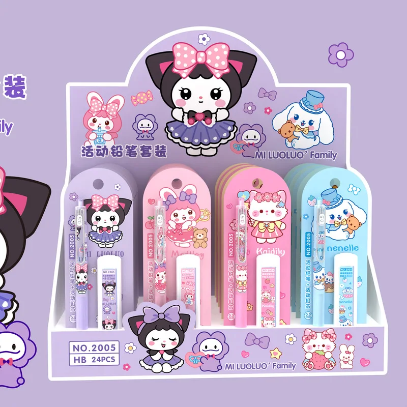

New Cartoon Capibala Series Mechanical Pencil Set Student 0.5mm Plastic Mechanical Pencil 24 Cards/Box School Reward Gift.