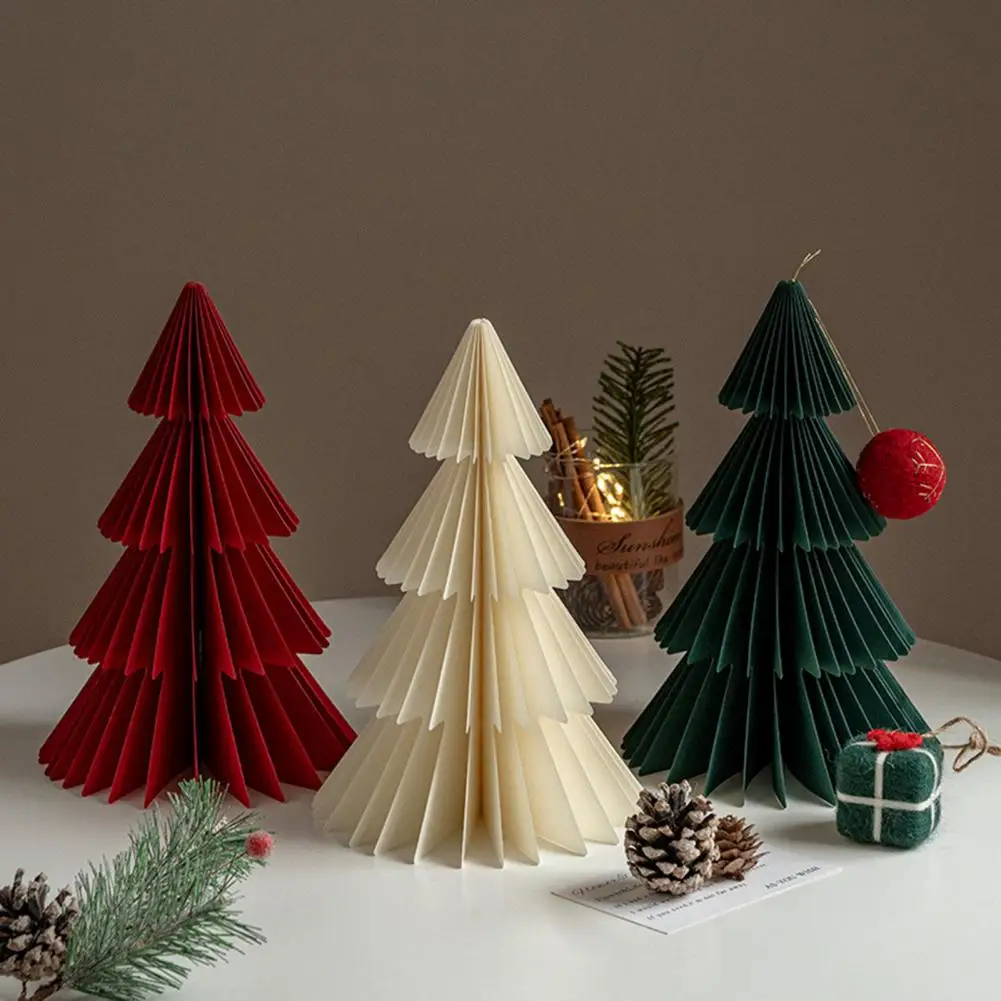 15/20/25/30cm Paper Christmas Tree 3D Honeycomb Xmas Tree Ornament Rustic Tabletop Centerpiece For Party Home School Decoration