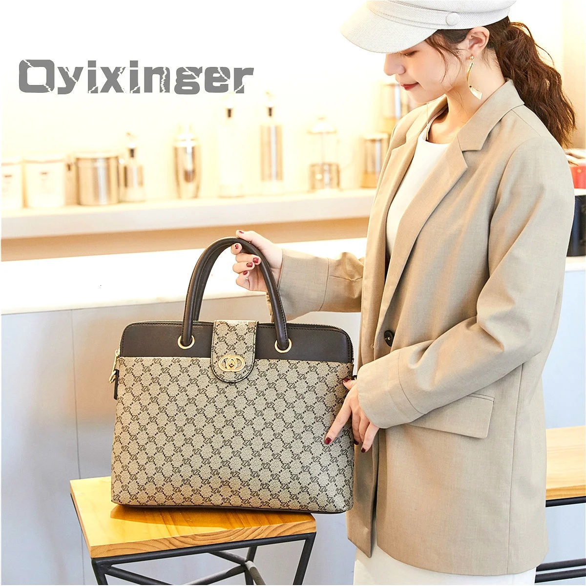2024 Fashion Women\'s Leather Briefcases Women Laptop Briefcase Work Office Bag Ladies Crossbody Bags For Woman Business Handbags