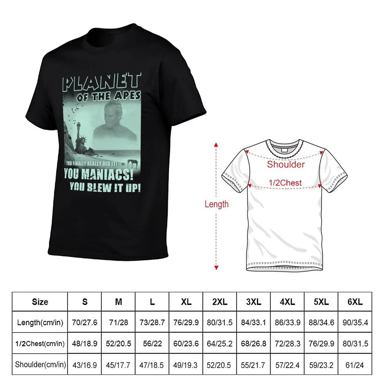 Planet of the apes T-Shirt, Summer Casual Cotton Tee, Oversized Streetwear Tops, Vintage Graphic Print, Loose Fit Short Sleeve - view 5