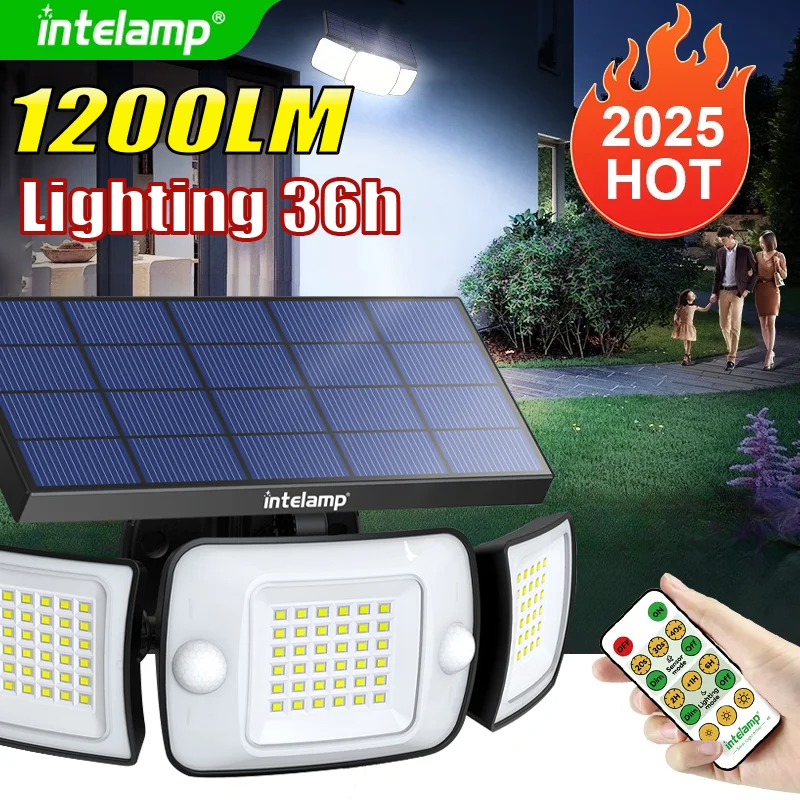 

1200LM High Power Solar Led Light Sunlight Outdoor Powerful Outdoor Motion Sensor Solar Lamp Garden Patio Path Wall Yard Lamp