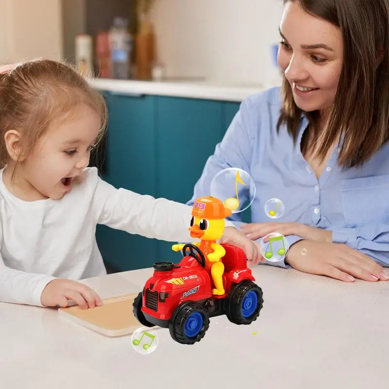 Kids Electric Car Light Up Car Cute Duck Car Toys Rotating Light Music Stunt Car Toy Trucks Toddler Boy Toys For Early Education