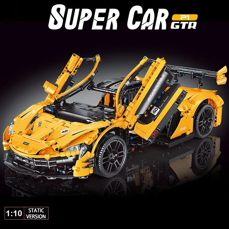 

1:10 Техническая серия P1 Оранжевый спортивный автомобиль Строительный блок Городской скоростной гоночный автомобиль Модель Кирпичные игрушки для мальчика Подарок на день рождения MOC