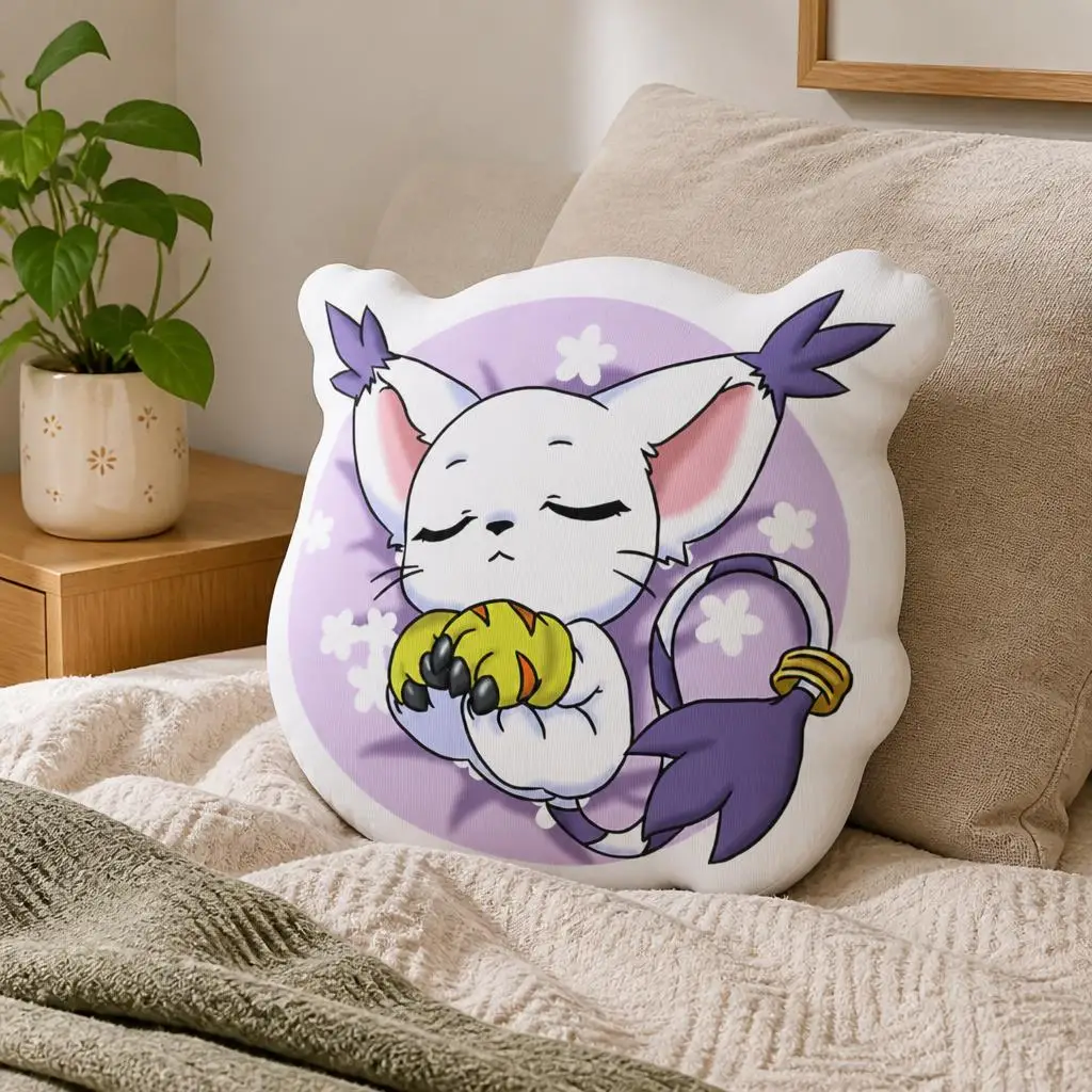 Sleeping Gatomon Digimon Funny Pillow Cushion Irregular Stuffed Throw Pillow Home Decor Gift Sofa Bed