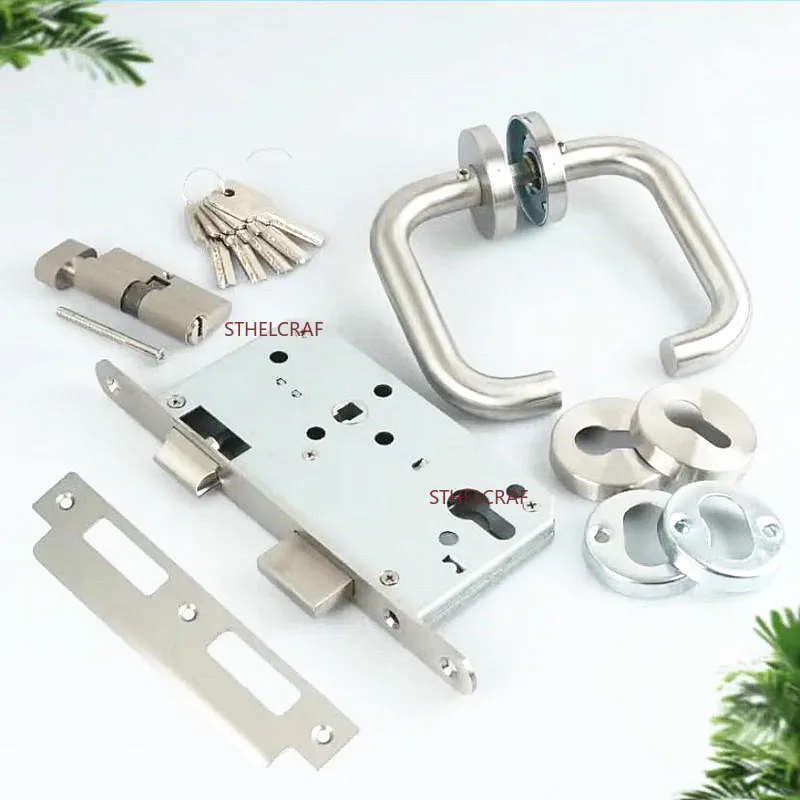 304 Stainless Steel Fire Door Lock Set Fire Rated Door Handle Lock Anti-theft Security Lock Exit Passage Door Hardware Fitting