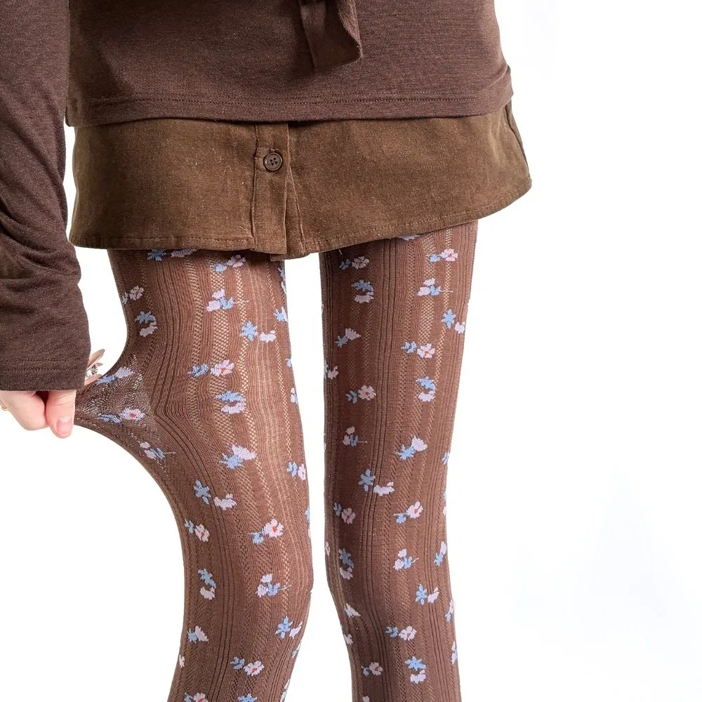 Image 4: Collants jacquard tricotés à la mode, collants respirants à haute élasticité, collants doux et confortables à rayures verticales