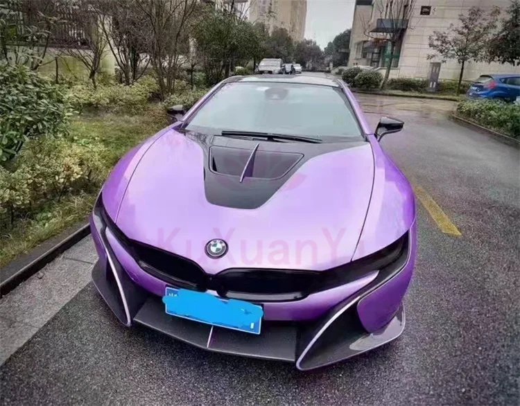 لسيارات BMW I8 ترقية Tc نمط ألياف الكربون المصد الأمامي حافة طقم الجسم الخلفي سبويلر التنانير الجانبية الناشر الخلفي #5