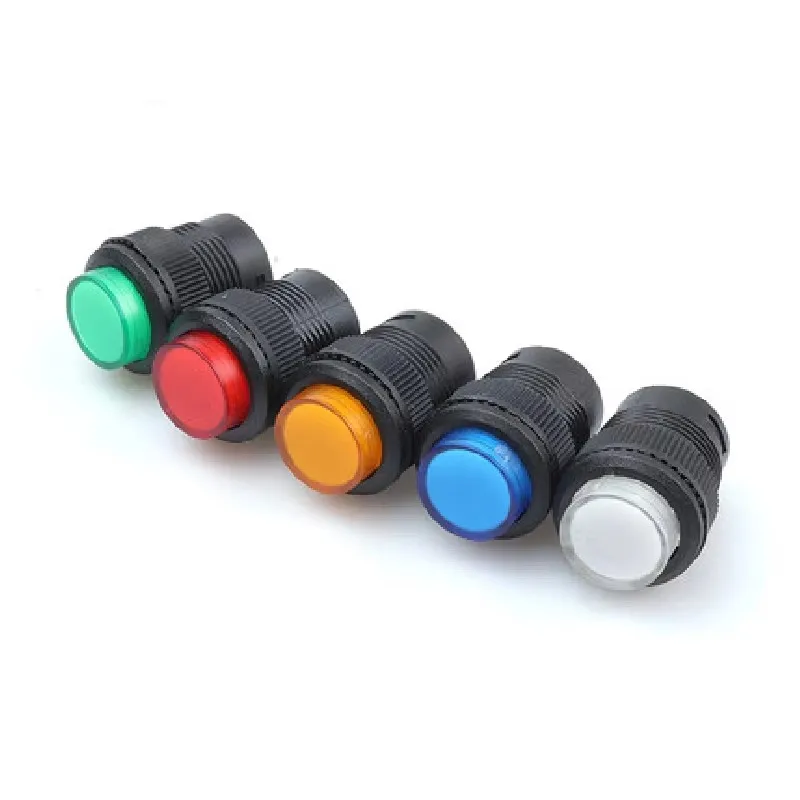 5pcs R16-503 16mm Latching/Momentary push button switch key button switch with light 2pin 4pin LED AD/BD