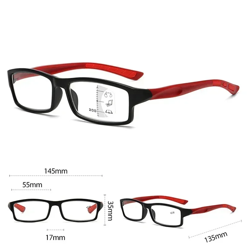 Fashion Sport Anti Blue Light Reading Glasses for Men Women High-definition Anti Slip Progressive Multifocal Presbyopia Eyewear