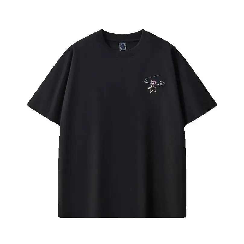 Heavyweight 230g Combed Cotton T Shirt For Men Embroidery Fashion Oversized Short Sleeve O Neck Male TeeA1
