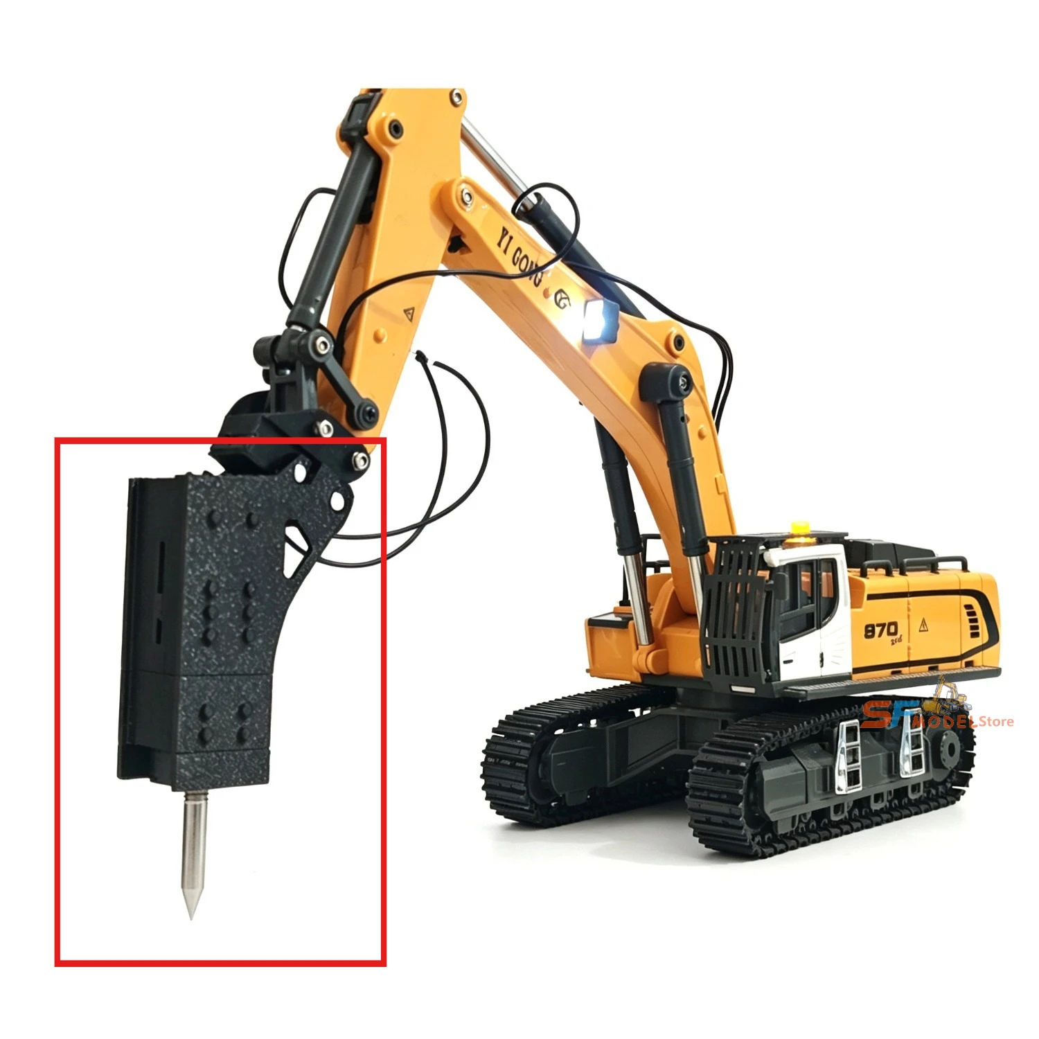 Excavator Breaker Cone/Bucket Quick-Change Fittings for 1/50 Scale YIGONG 970/520 Remote Control Excavator Model Attachments