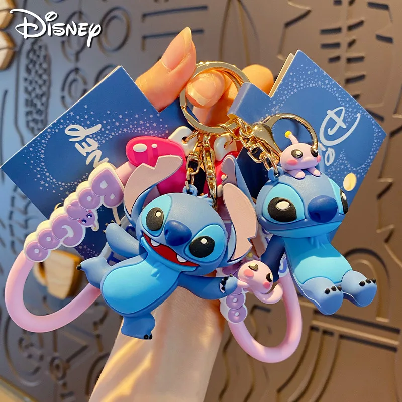 Disney Stitch Keychain Kawaii Cartoon Glue Action Figure Children's Backpack Pendant Couple Bag Keychain Children Toy Decoration