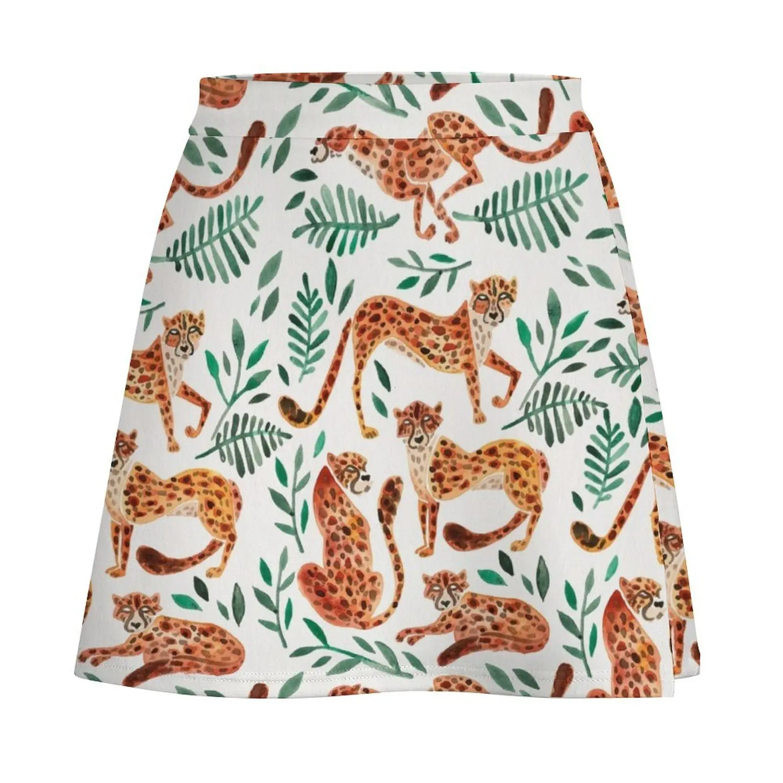 Cheetah Collection – Orange & Green Palette Mini Skirt girls skirt Clothing female outfit korean style