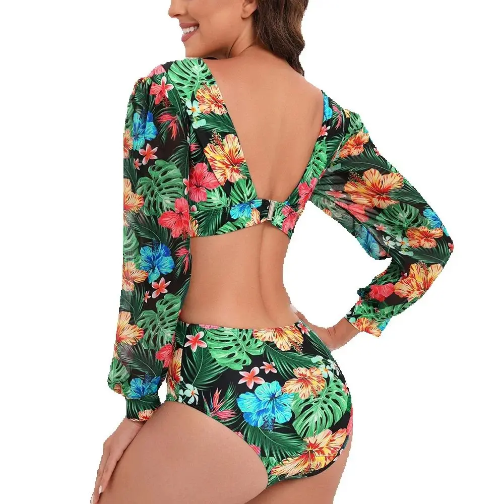 2024 Surfing Sport Swimsuit Long Sleeves Women One Piece Swimsuit Swimwear Solid Monokini Bathing Suit Tropical Bodysuit Female