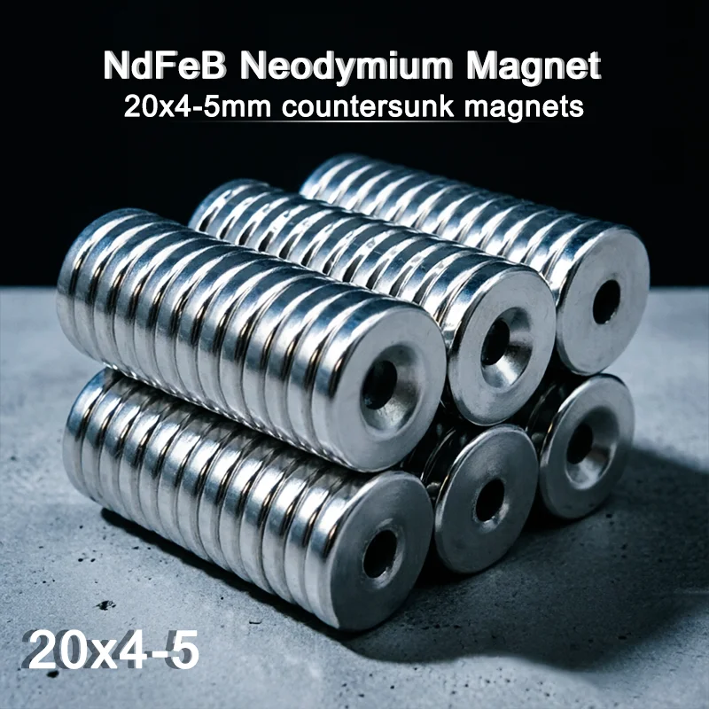 5/10/20/30/50pcs 20x4-5mm Powerful Countersunk Neodymium Magnets with 20*4mm Hole Small Permanent round Magnetic 5mm