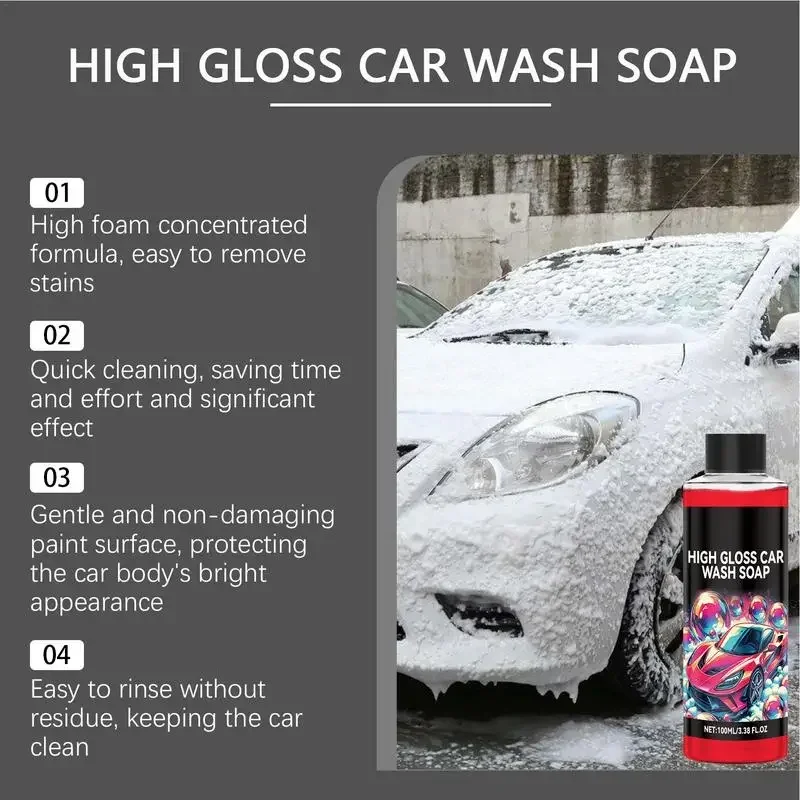 100ml Car Cleaning Foam Liquid Large Capacity High Concentration Foam Car Wash Liquid Auto Washing Car Wash Supplies Accessories