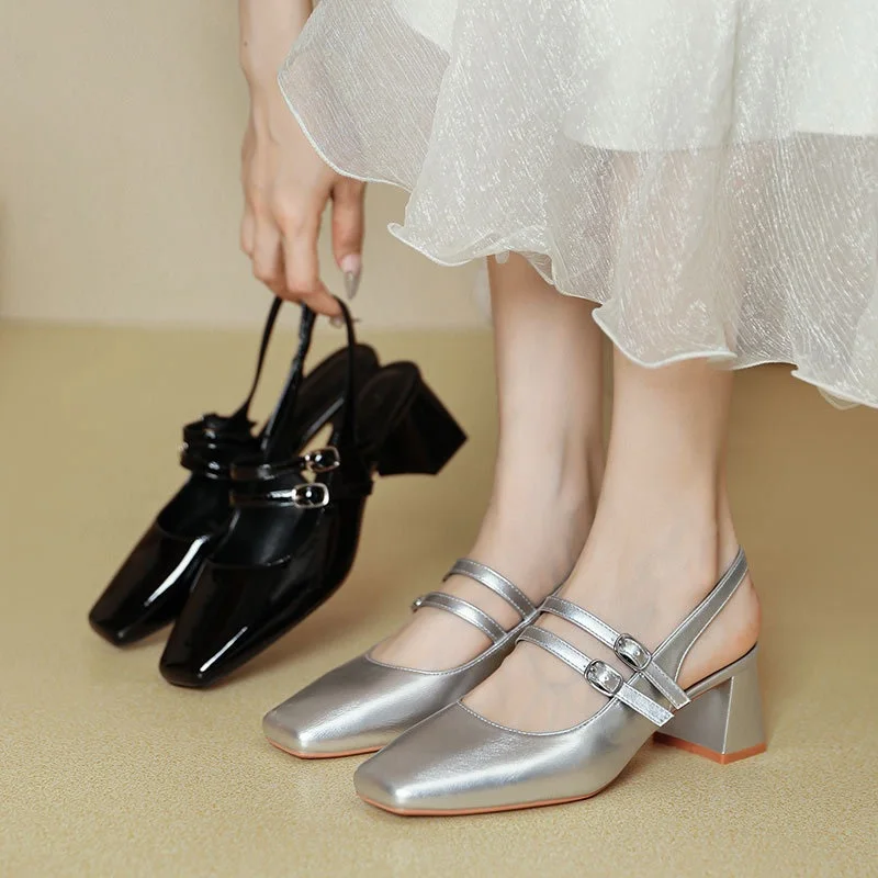 2026 Chunky Party Shoes Closed Toe Fashion Sexy Heel Sandals Square Toe Women Sandals Lady Sandals Sexy Evening Shoes S039