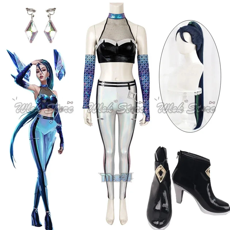 

KDA Kaisa Cosplay Costume Game K/DA All Out Outfits Daughter of the Void Roleplay Wig Customized Boots Shoes For Women Halloween