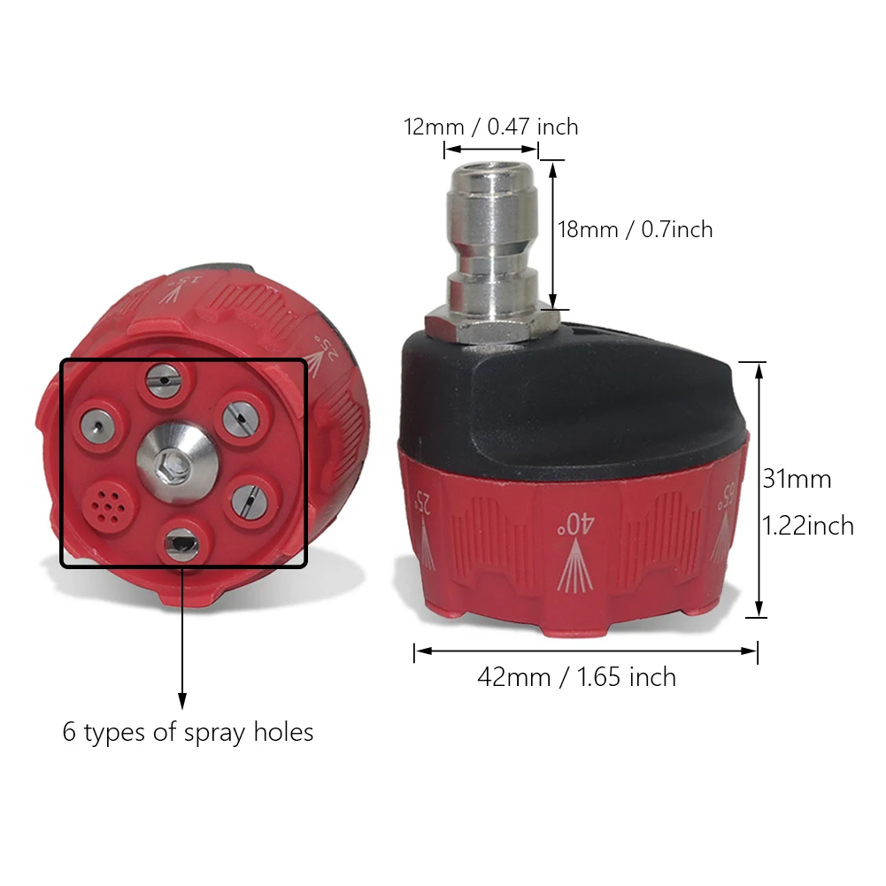 Boquilla de pulverización Universal para lavadora de alta presión, boquilla de jabón de enjuague de riego con rotación de 0, 15, 25 y 40 grados,