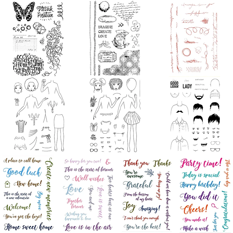 Fashion Girls Men Clear Stamps for Diy Scrapbooking Diamond Sentiments Transparent Stamp Photo Album Decora Cards Making Craft