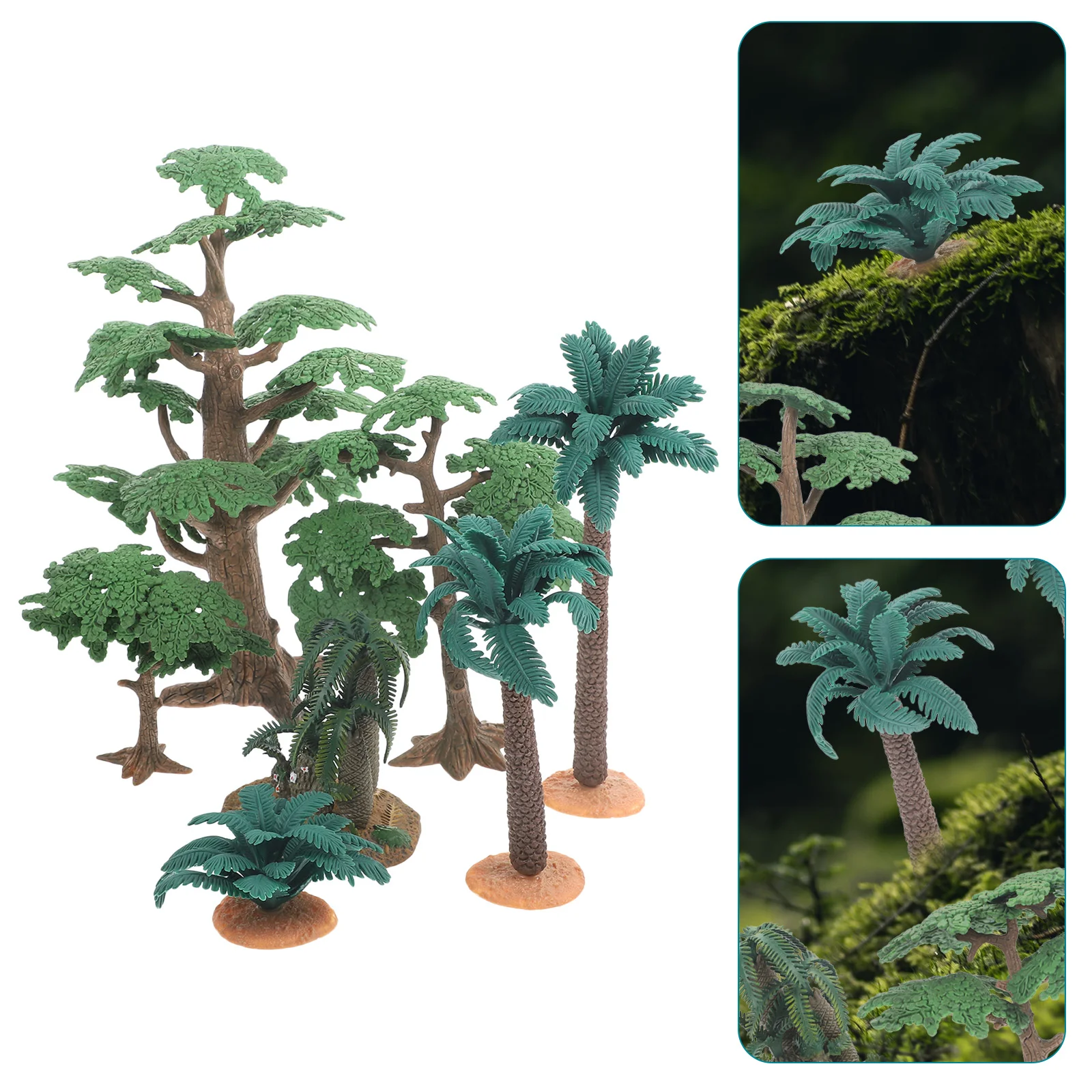 7 Pcs Simulated Forest Scene Model Plant Set Simulation Tree Models Miniature Micro Ornaments Scenery Artificial Layout Pvc