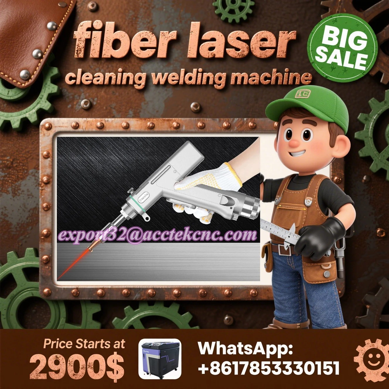 

4 IN 1 1500w 2000w Fiber Laser Welding Cleaning Cutting Machine Handheld Laser Machine Water Chiller S&A
