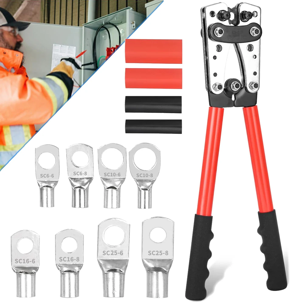 NONE Pinze per crimpare capicorda, utensili manuali per elettricisti, per crimpare cavi e fili da 6 a 50 mm², utilizzabili per l’installazione e la ma