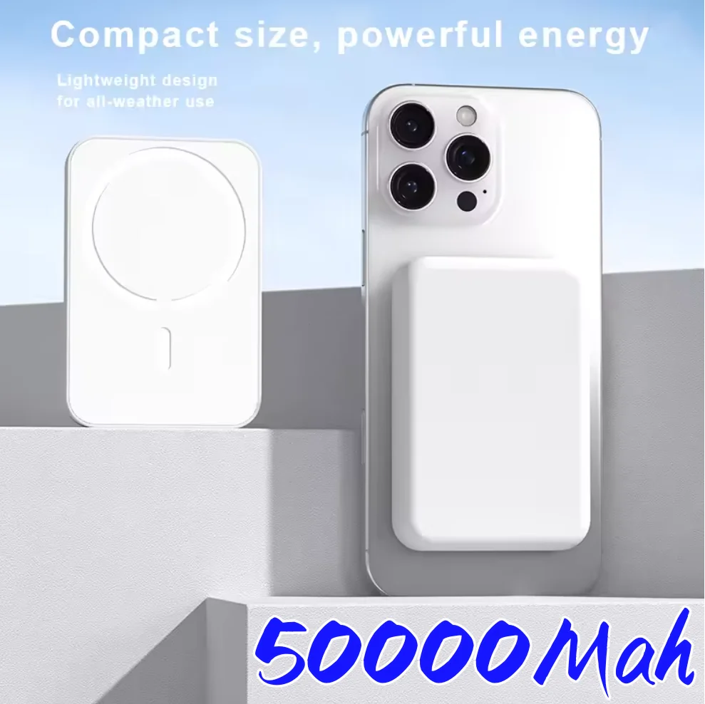 

Brand 50000mAh Thin Magnetic Wireless Power Bank PD25W Fast Charging Portable External Battery for Magsafe For iPhone Samsung