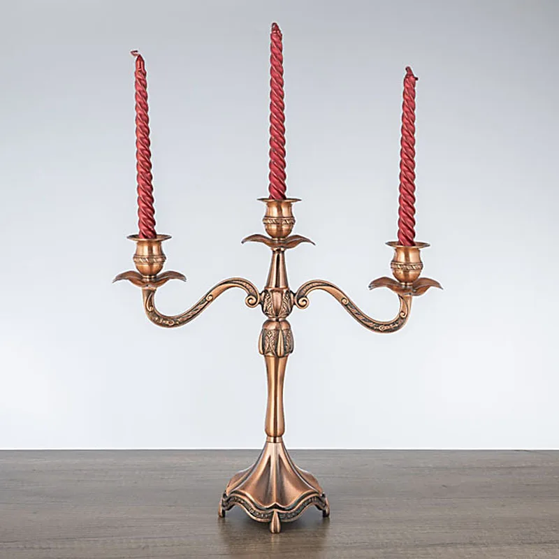 European Metal Candlestick Retro Candle Holder Nordic 3 Head Metal Candle Holder Ornament