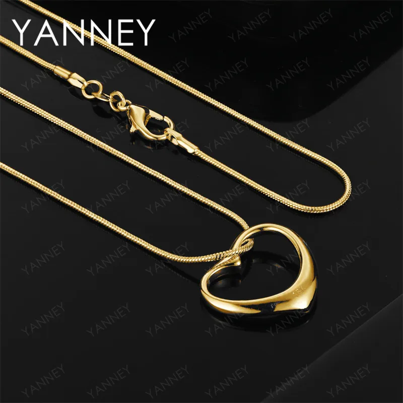 

Стерлингового Серебра 925 пробы, золото 18 карат, 16-30 дюймов, нежное ожерелье с подвеской в виде сердца, модное женское ожерелье, подарок подруге, свадебные украшения